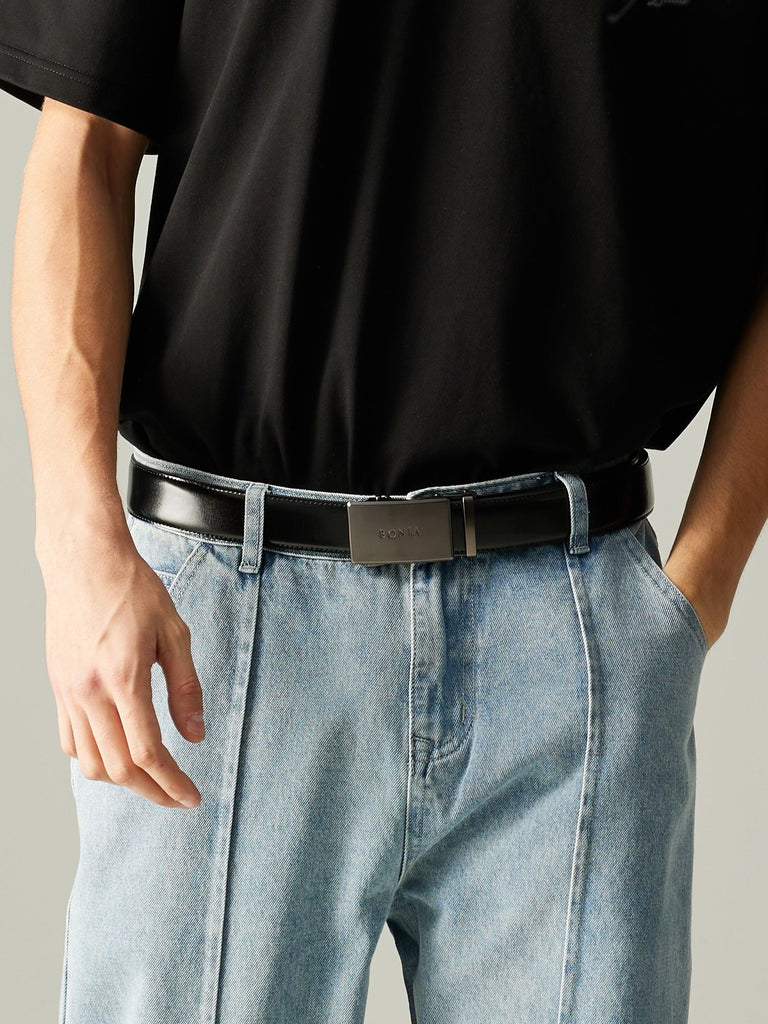 Nello Sirp Leather Belt with Gunmetal Auto Lock Buckle - BONIA