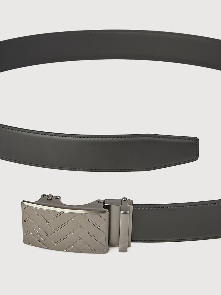 Beno Non-Reversible Leather Belt with Gunmetal Auto Lock Buckle - BONIA