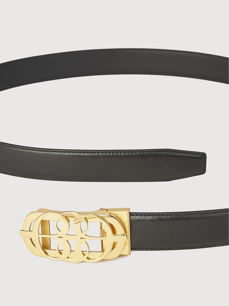Fausto Non-Reversible Leather Belt with Gold Auto Lock Buckle - BONIA