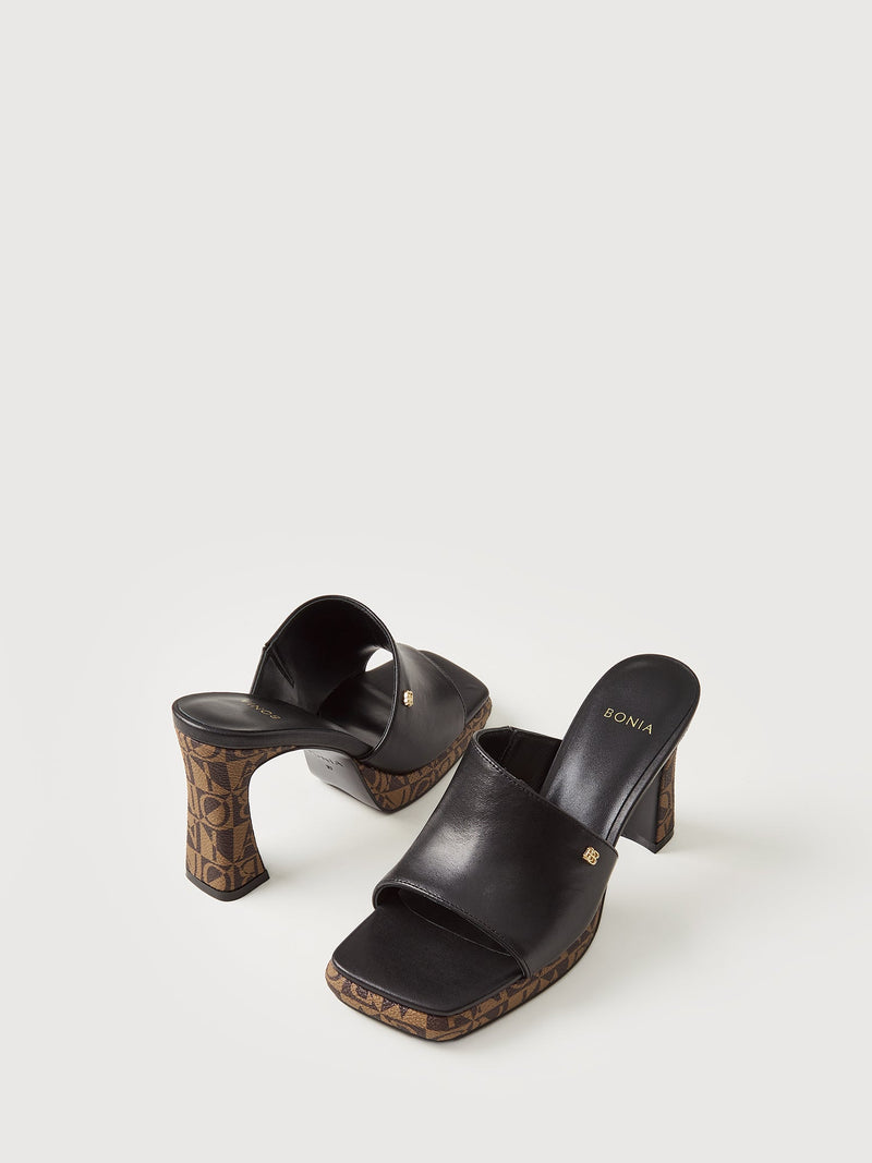 Monogram Heeled Sandals - BONIA